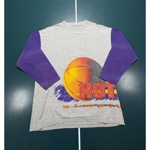 Vintage Two Tone Basketball Raglan Shirt Mens Large Gray Faded Purple 90s